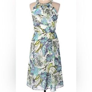 Lovely By Adrianna papel Sleeveless, high neck, 12 multi color, blue knee length